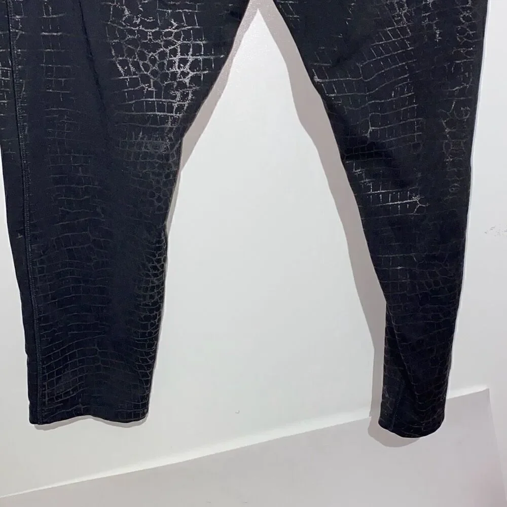 PINK Victoria's Secret Women's Black Snake Print Wide Waistband Leggings Size XL